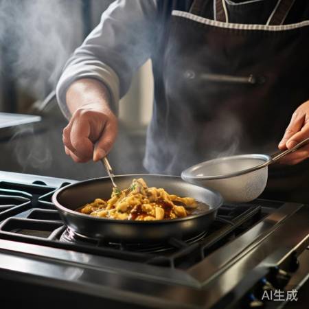 炒菜出锅,汤汁滤净