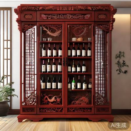 中式酒柜:屏风亭台风