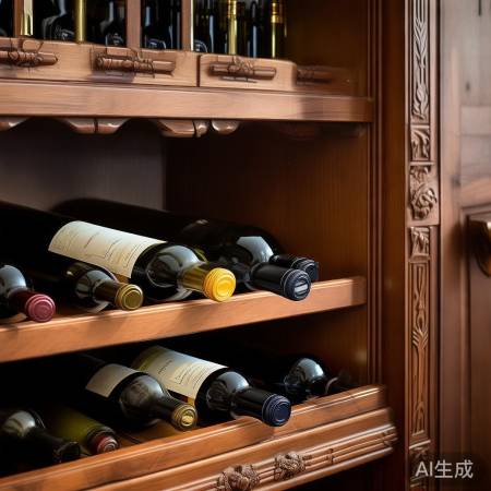 红酒瓶瓶颈朝外放置