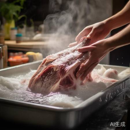 “羊肉解冻,冷水浸泡20分钟”