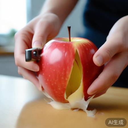 削苹果皮，均匀用力光滑美