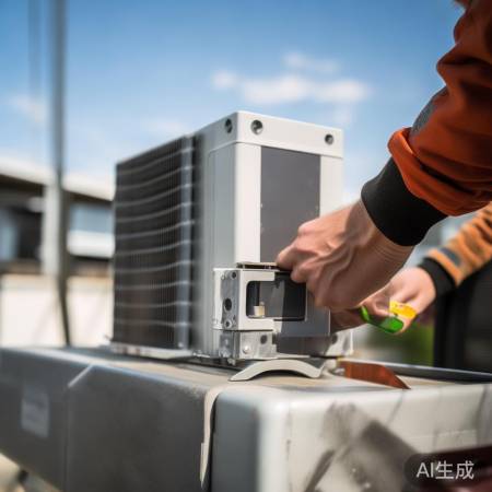 安装外机,注意螺丝松紧。