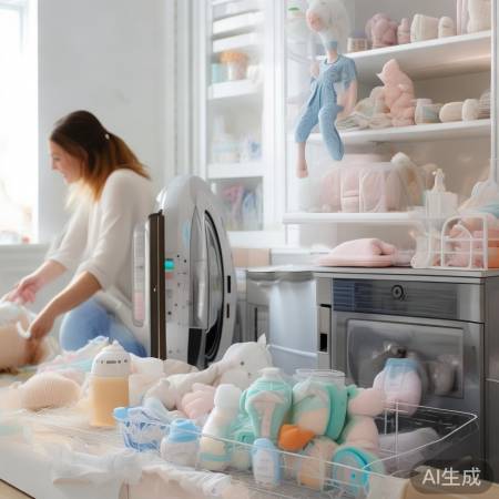 “大容量消毒柜，妈妈轻松消毒”