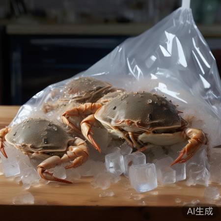 螃蟹缓放袋中加冰
