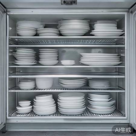 消毒柜内部多层架，餐具留空消毒