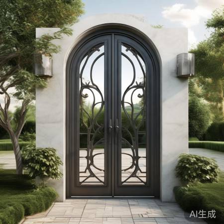 别墅弧形防盗门,美观安全。