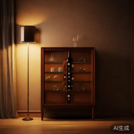 柔和灯光，酒柜温馨