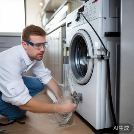 安装进水管，保持水平