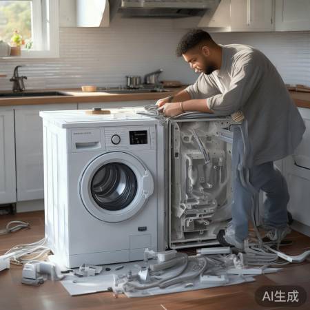 轻松装洗衣机，注意安全
