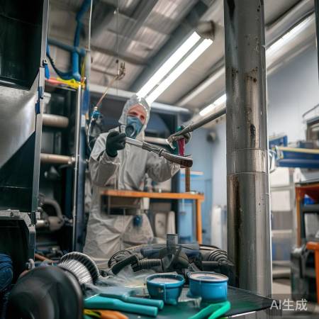 清洗排气管，安全防护要到位