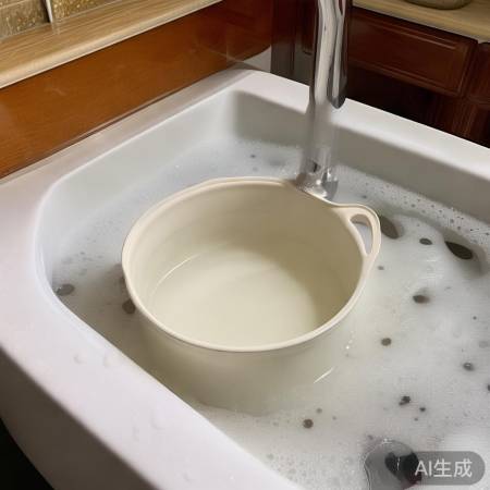 白醋溶解污渍,清水洗净