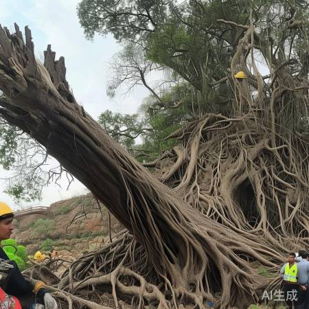 福建漳州600岁古榕树扶正，见证历史奇迹！