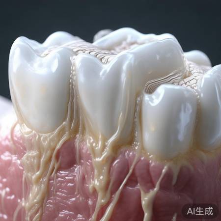 牙菌斑非牙垢,白色网纹覆盖牙面